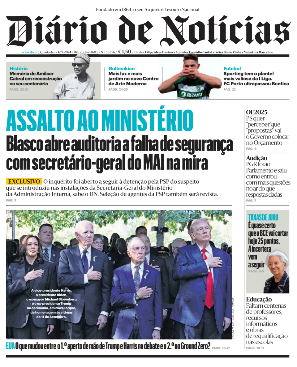 Prima-pagina-Diario de Noticias-edizione-di-oggi-20240912